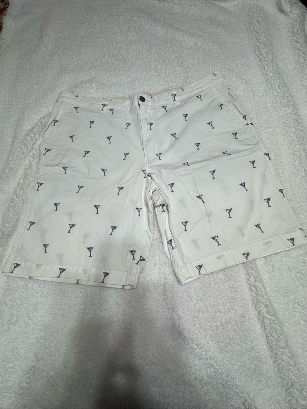 Tommy Bahama White Martini Glass Print Flat Front Shorts